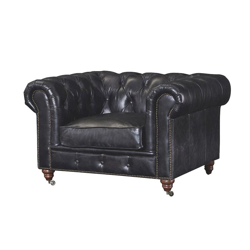 Crafters and Weavers Century Chesterfield Arm Chair - Slate Leather