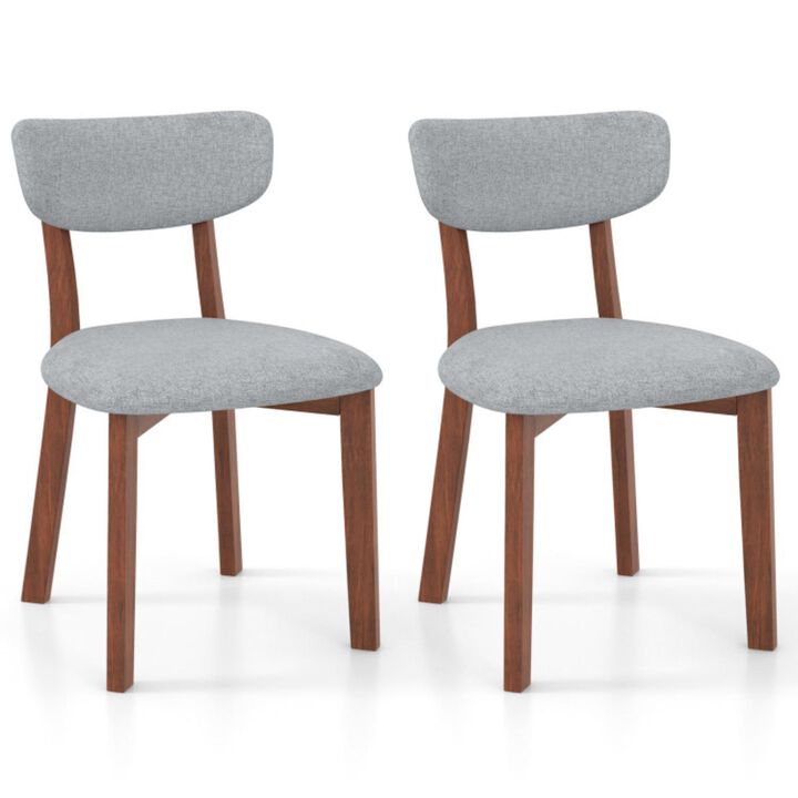 Hivvago Dining Chairs Set of 2 Upholstered Mid-Back Chairs with Solid Rubber Wood Frame