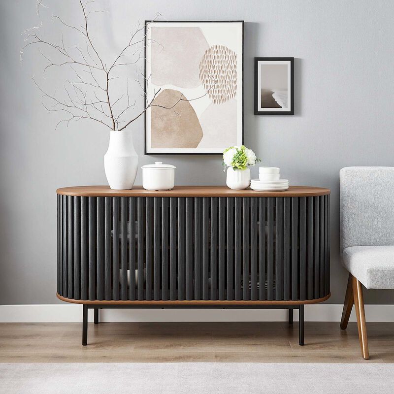 Modway EEI-6590-WAL-BLK Fortitude 59&rdquo; Oval Sideboard, Walnut Black image number 9