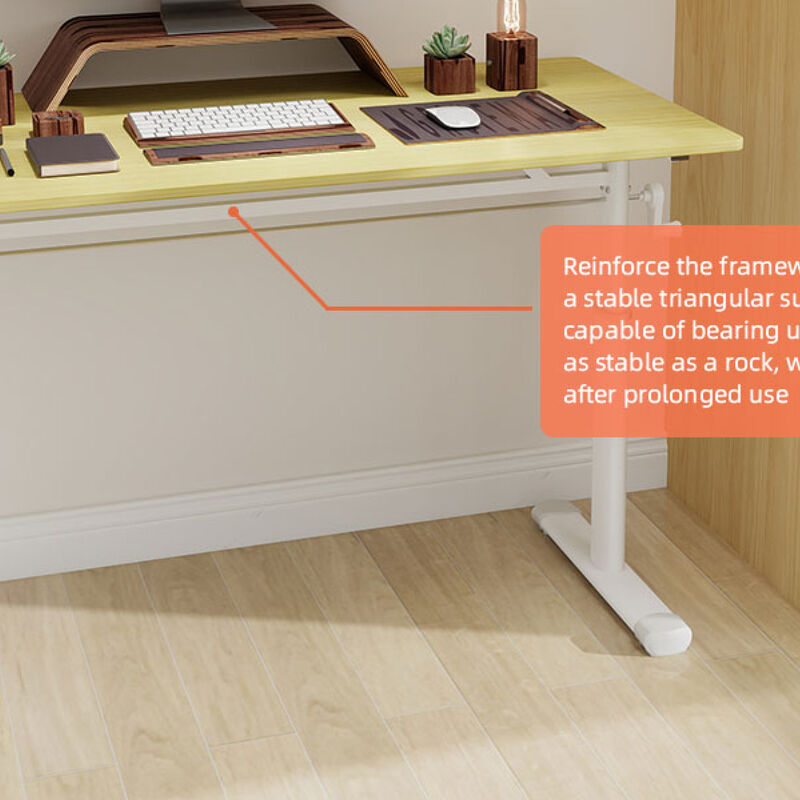 GOODSILO Height-Adjustable Manual Crank Sit Stand Desk for Home Office with Minimalist Design and Dual-Column Stability image number 4