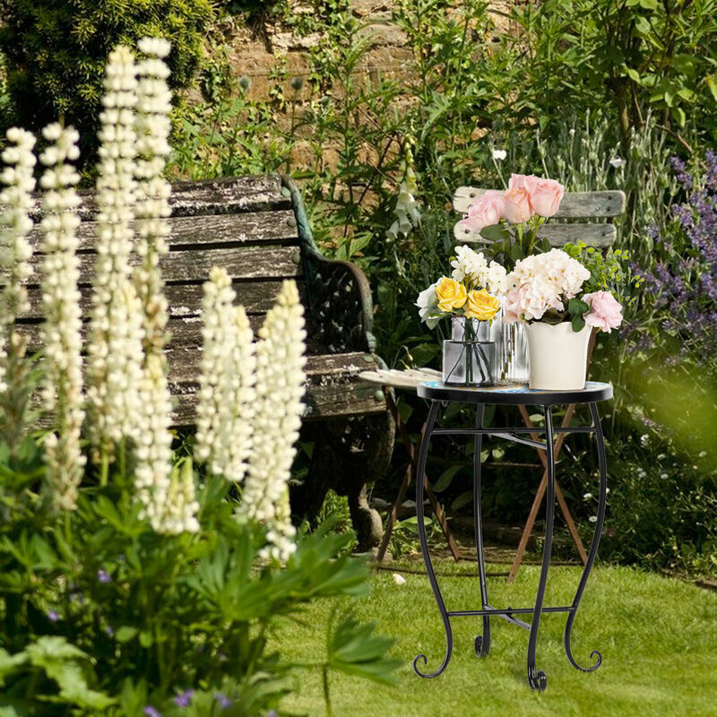 Sun Mosaic Round Bistro Table Artisasset Outdoor Terrace Caf&eacute; Table for Patio & Garden Decor