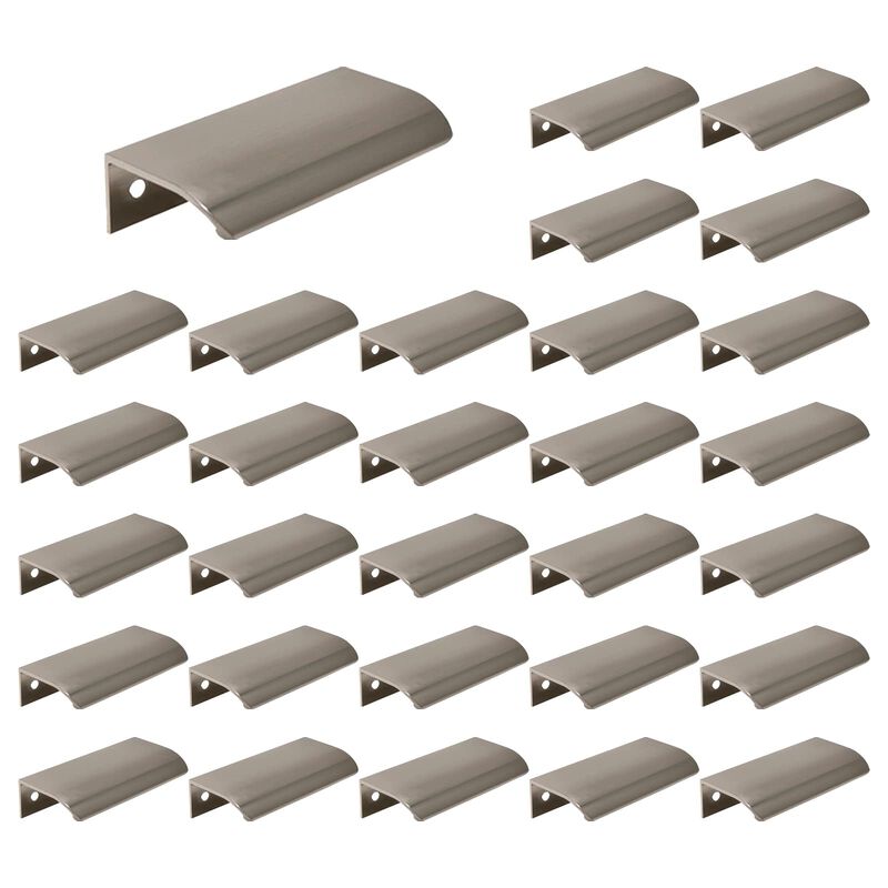 LC LICTOP Arc Modern Finger Edge Pulls 80mm/3.15"" Length Tab Pull Finger Drawer Pulls Nickel Brushed, 64mm/2.52"" Hole Center,3