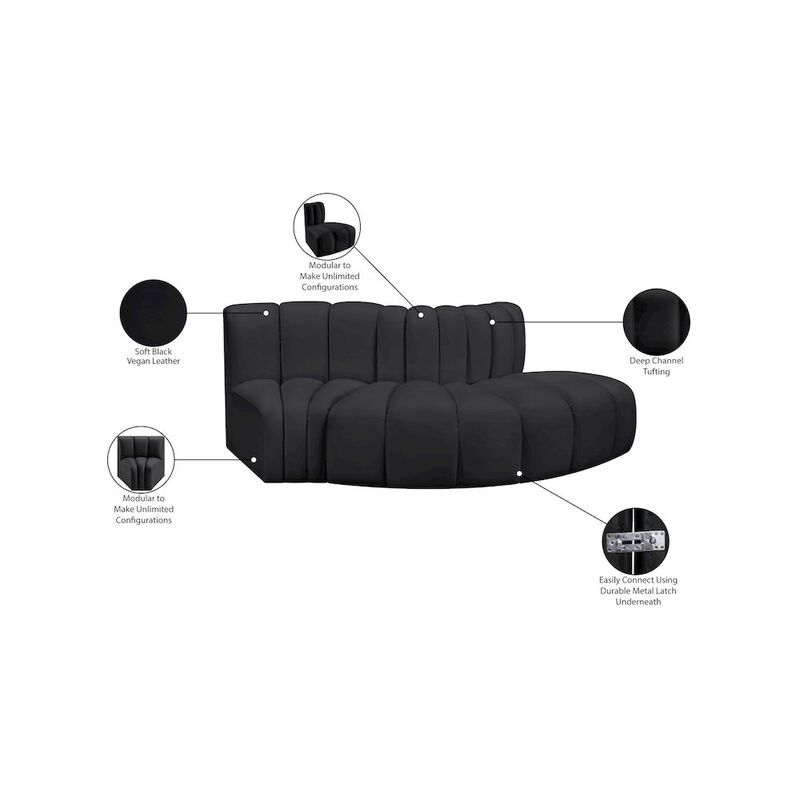 Meridian Furniture Arc Black Vegan Leather Modular Sofa