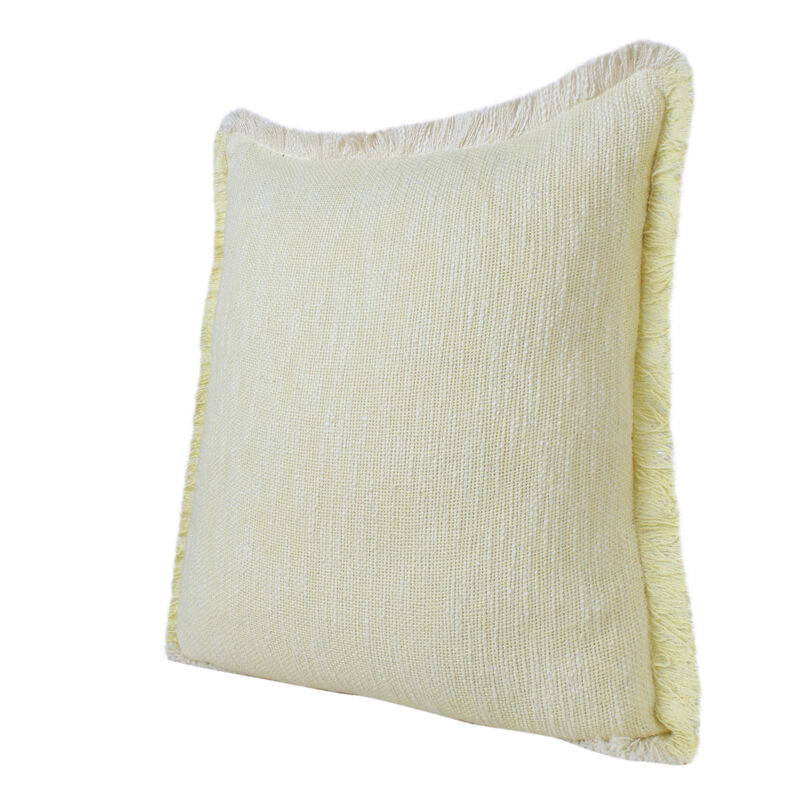HomeRoots Set of Two 20" Lemon Cotton Throw Pillows with Fringe image number 2