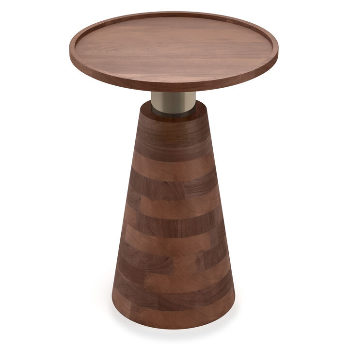 Kramer SOLID ACACIA WOOD 16 inch Wide Round Modern Side Table in Cognac