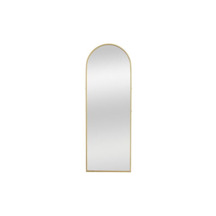 HomeRoots 70" Gold Metal Arch Wall Mounted Leaning Or Freestanding Framed Full Length Mirror