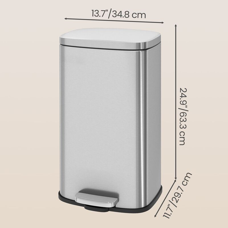 Kitchen Step Trash Can Stainless Steel with Foot Pedal Lid image number 2