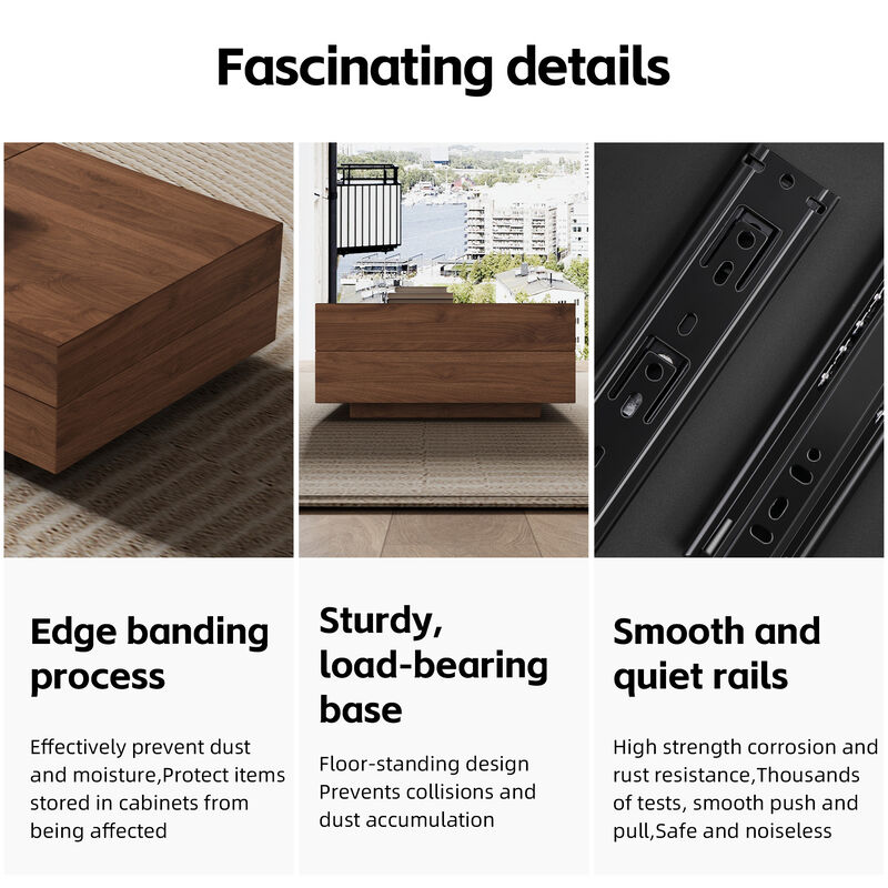 Extendable walnut table w/ storage, 47–82"