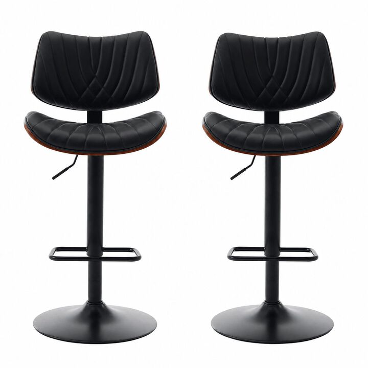 Mid-Century Adjustable Swivel Bar Stools, Set of 2