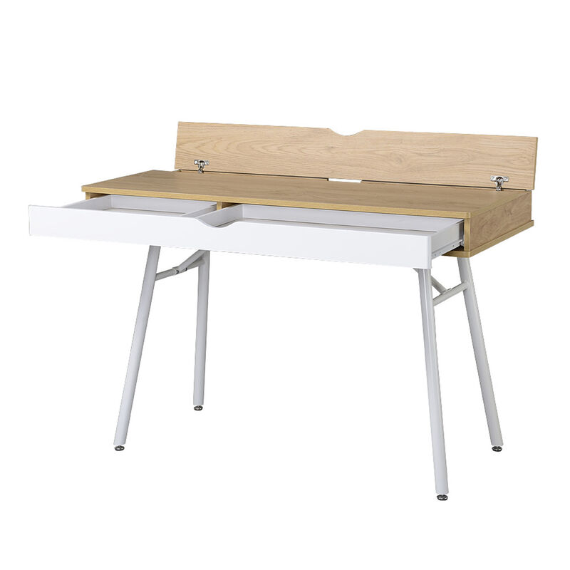 Modern Multi Storage Computer Desk with Storage, Pine