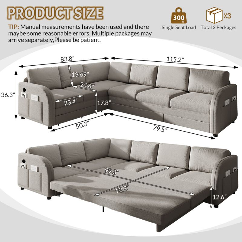 Fumris U Shaped Modular Sectional Sofa image number 9