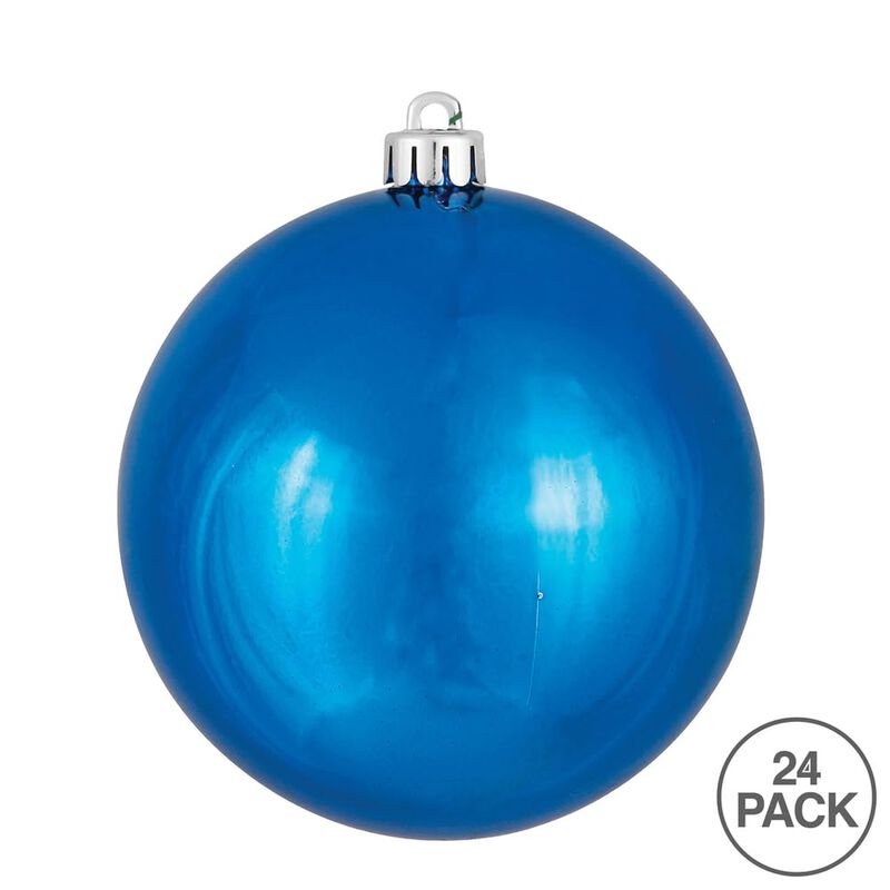 Vickerman 2.4" Christmas Ornament Ball, Blue Shiny Finish, Shatterproof Plastic, UV Resistant, Holiday Christmas Tree Decoration, 24 Pack image number 2