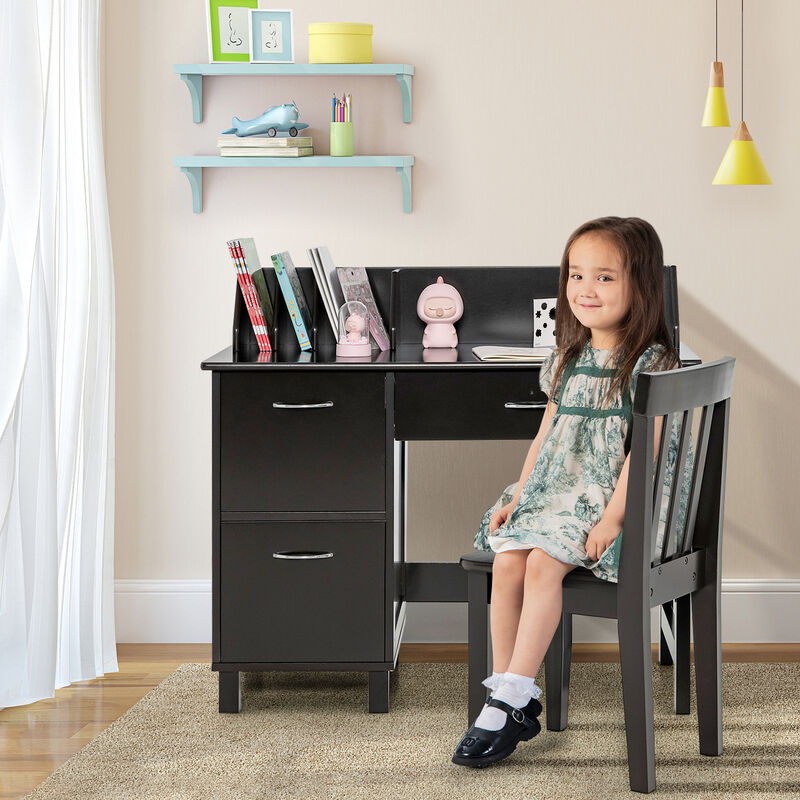 Multi-Functional Wooden Kids Desk Set with Drawer and Storage