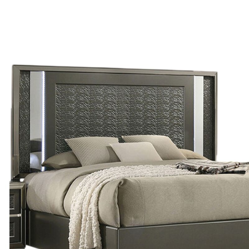 Queen Bedroom Set, White, Gray Wood, 2 Piece Set with Nightstand image number 3