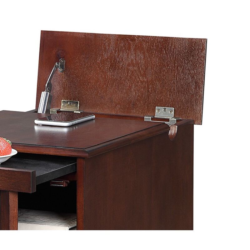 Versatile Design 1pc Side Table Birch Veneer USB Outlet Nightstand Multifunctional Home Furniture
