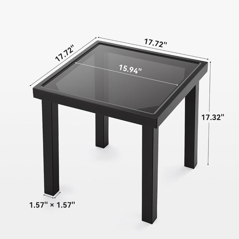 17.72" Outdoor Square End Table with Water-Resistant Top image number 5