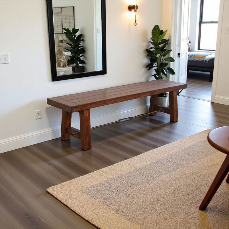 Starlight Canyon Home Beige Wood Bench, Solid Wooden Bench for Indoor Use, Small Entryway Bench image number 2