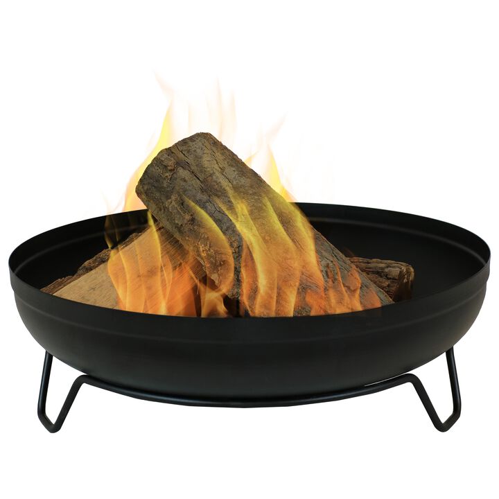 Sunnydaze 23 in Steel Wood-Burning Fire Pit Bowl with Stand - Black