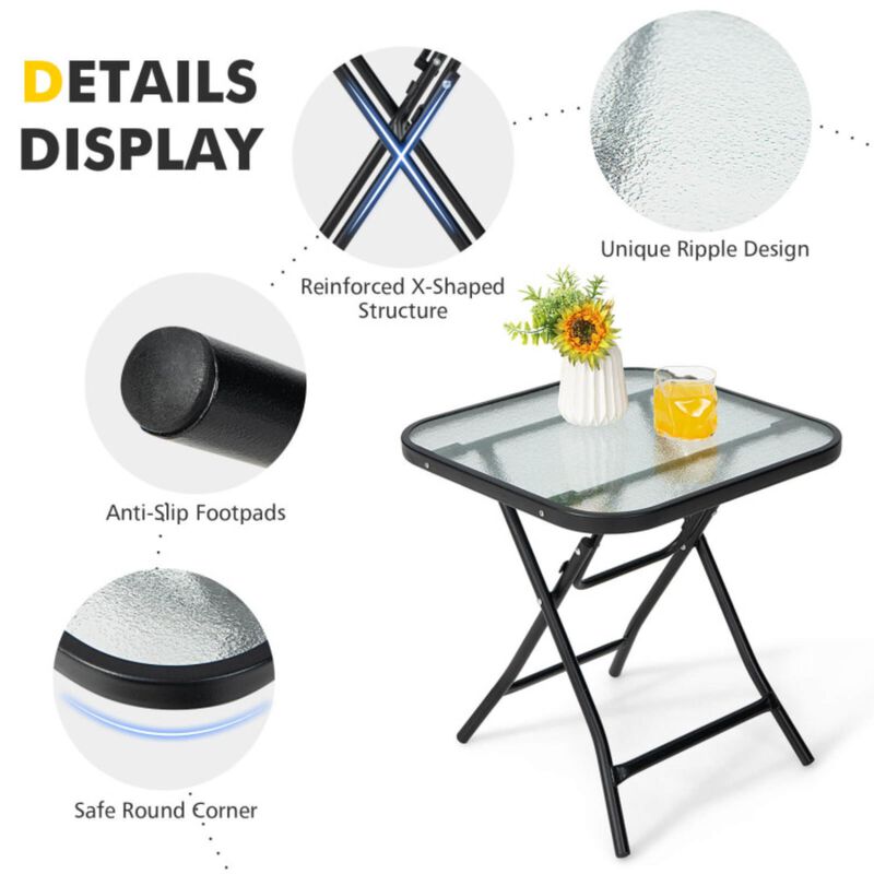 Hivvago 18 Inch Square Patio Bistro Table with Rustproof Frame