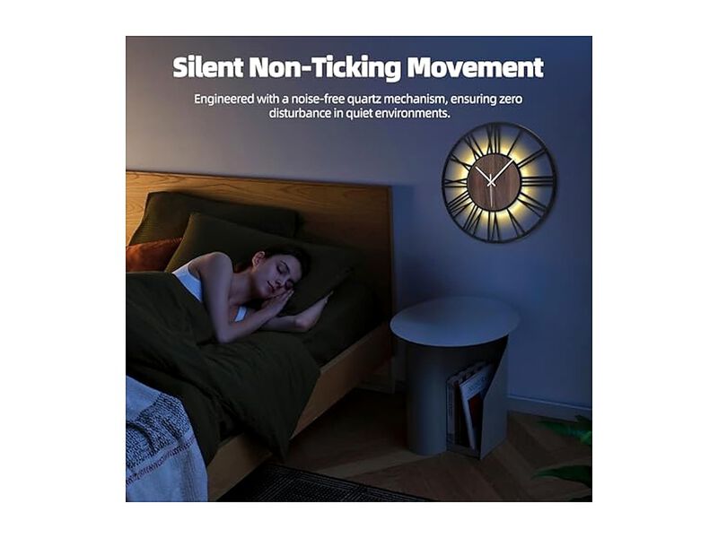 Glow In The Dark Metal Voice Light Sensor Wall Clock 20 Inch Silent Non Ticking image number 3