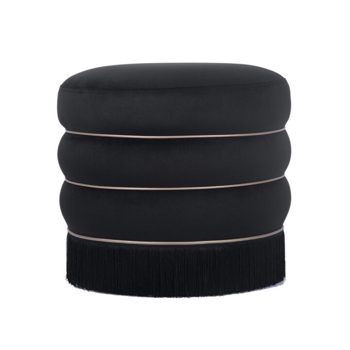 TOV Furniture Lakka Black Velvet Ottoman