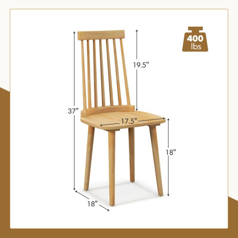 Hivvago Windsor Dining Chairs Set of 2 with High Spindle Back and Natural Rubber Wood Legs for Dining Room Living Room