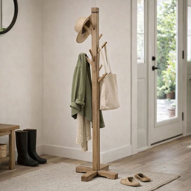 Rena Coat, Hat Tree Stand, 8 Wood Stems, Mahogany image number 9