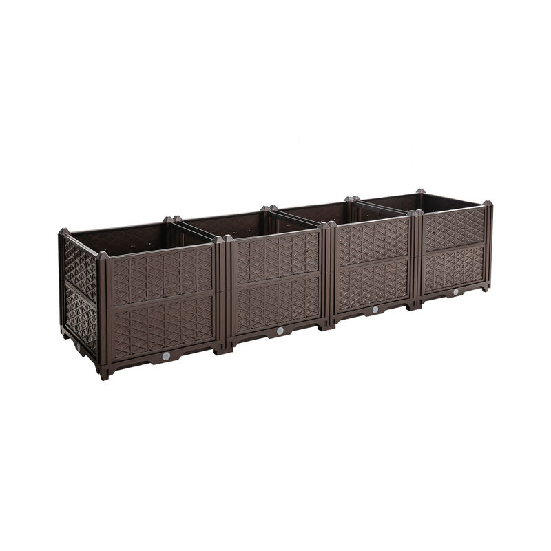 WOW PIONEER Indoor Outdoor Rectangular Planter Box for Growing Vegetables Herbs Flowers Succulents for Garden Balcony Terrace Backyard Porch Home Display image number 0