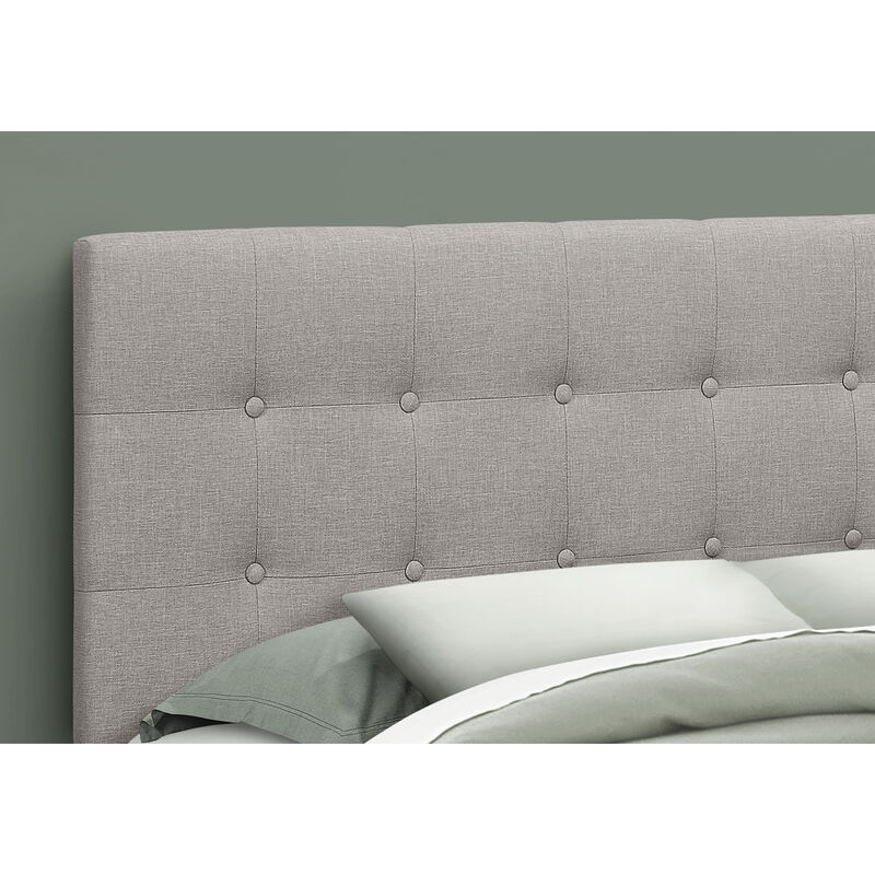 Monarch Specialties I 6003Q Bed, Headboard Only, Queen Size, Bedroom, Upholstered, Linen Look, Grey, Transitional