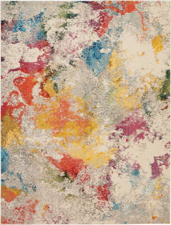 HomeRoots 8' X 11' Ivory Abstract Power Loom Area Rug