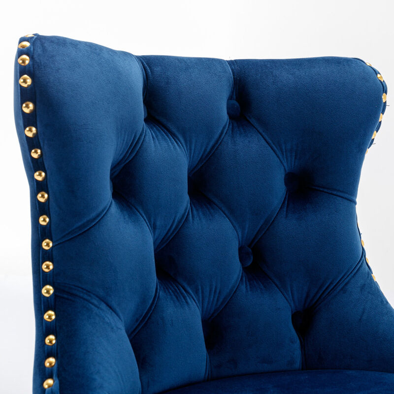 Streamdale Modern Blue Velvet Bar Stools, Set of 2 image number 6