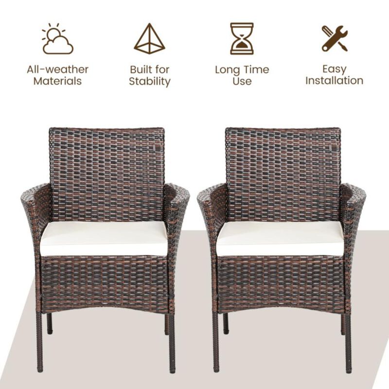 Hivvago 2 Pieces Outdoor PE Rattan Armchairs with Removable Cushions