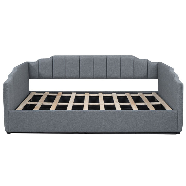 Merax Full Size Upholstered Daybed  Hidden Storage Underbed Storage Compartment  Trundle Option Available
