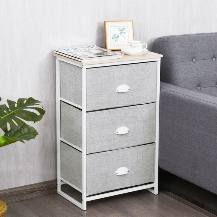 Hivago Nightstand Side Table Storage Tower Dresser Chest with 3 Drawers