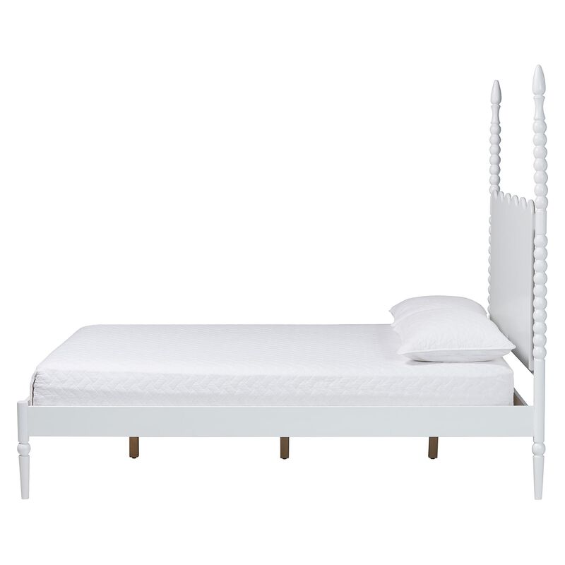 Baxton Studio Brantley Spindle Platform Bed - Farmhouse Bed Frame with Scalloped Headboard and Turned Posts image number 1