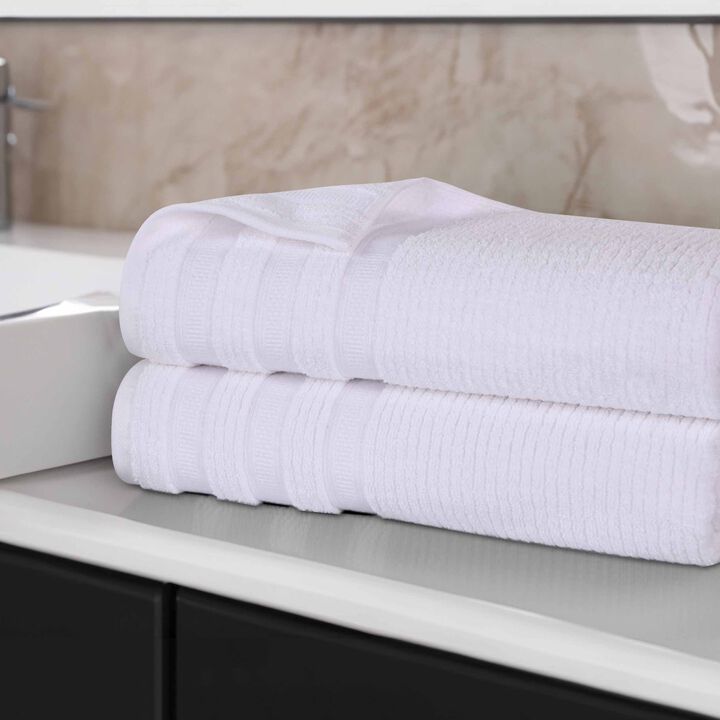 2-Piece Cotton Bath Sheets &ndash; Plush, Absorbent & Ribbed Geometric Pattern