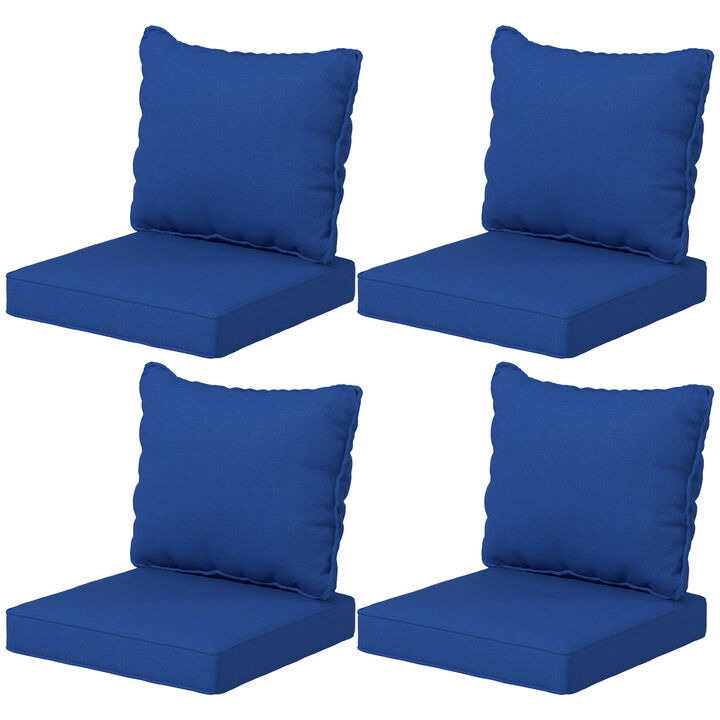Outsunny 8-Piece Patio Chair Cushion and Back Pillow Set, Seat Replacement Patio, Cushions Set for Outdoor Garden Furniture, Navy Blue