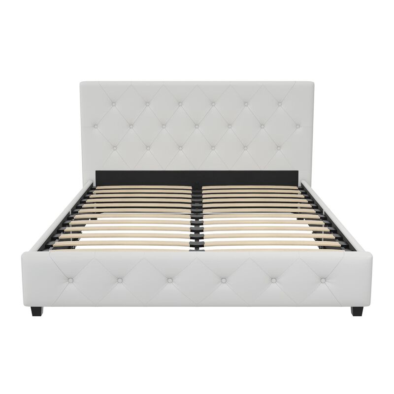 Atwater Living Dana Upholstered Bed, Queen, White Faux Leather image number 1