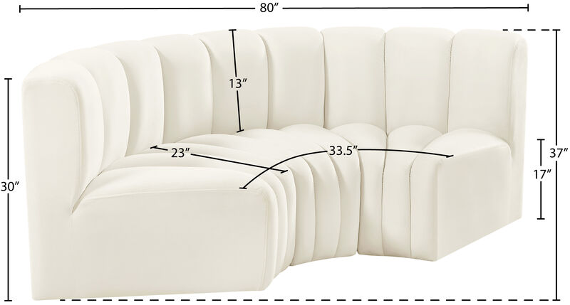 Meridian Furniture Arc Cream Velvet Modular Sofa image number 7