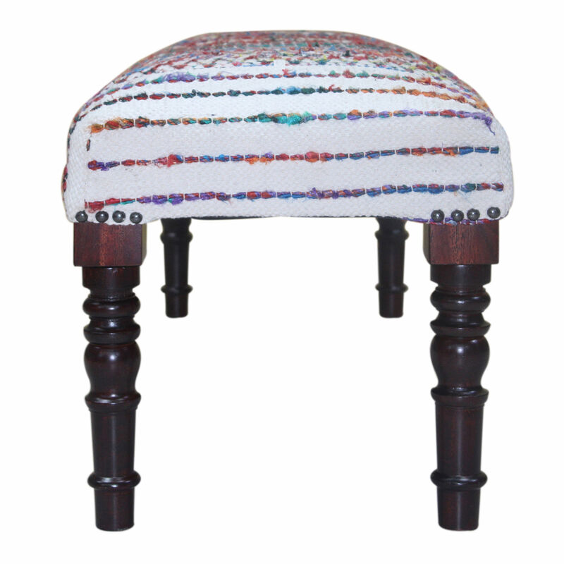 Stylish Upholstery Bench &ndash; Chevron Stripe Fabric Design with Strong Wooden Legs