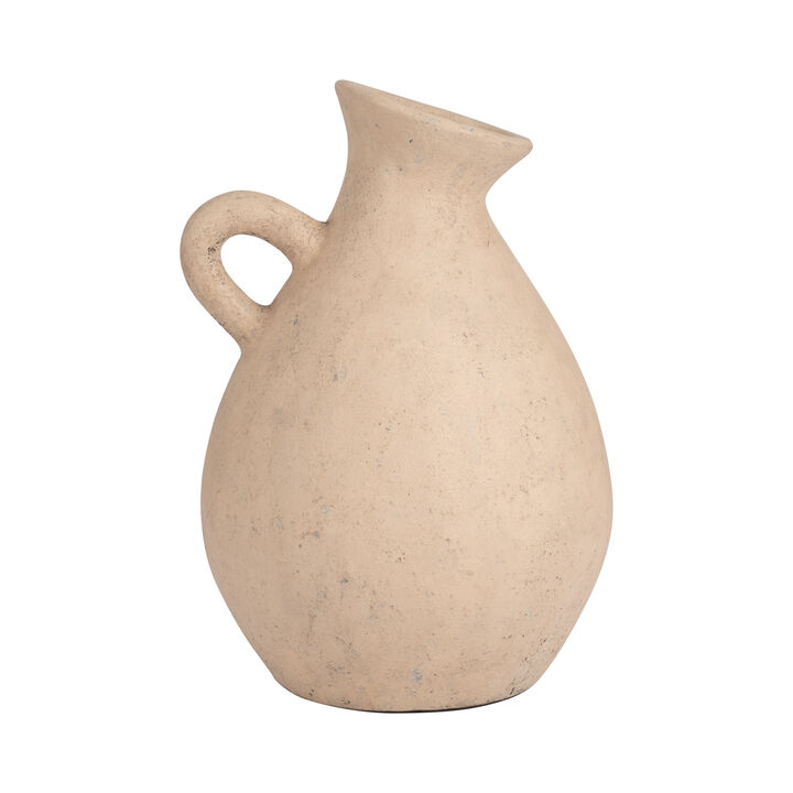 Terracotta, 17" Organic Jug With Handle, Ivory