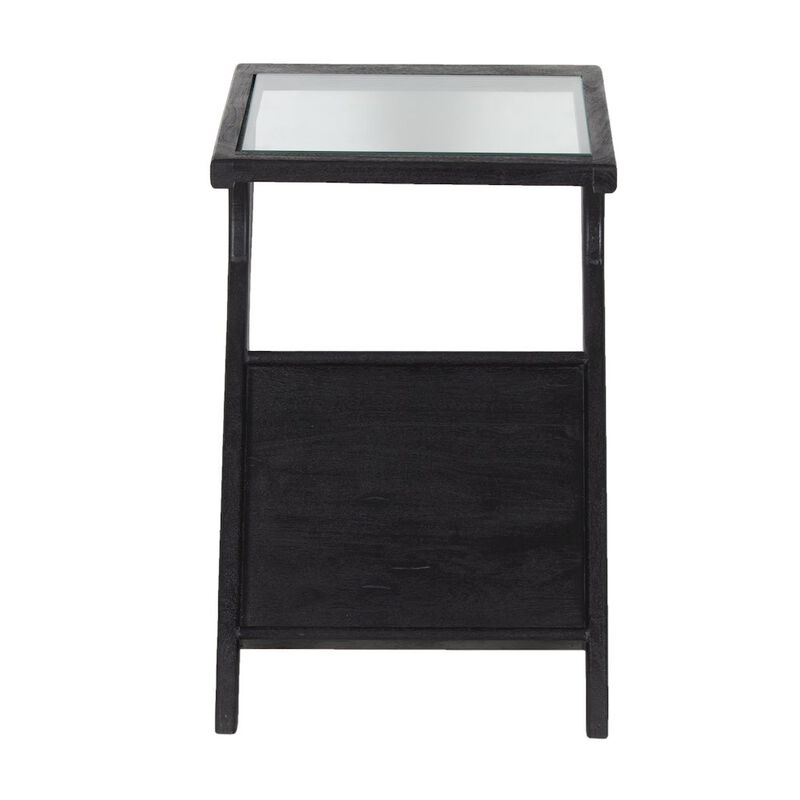Porter Designs Canberra Solid Mango Wood End Table, Black