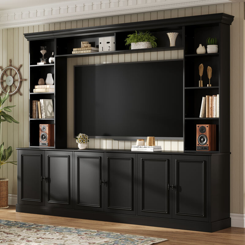 Merax Elegant 4-Piece Wall Unit Entertainment Center with Bookshelf for TVs