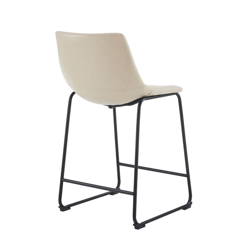 Christopher Knight Home Havelton Modern 24 Inch Faux Leather and Steel Frame Counter Stools (Set of 2)