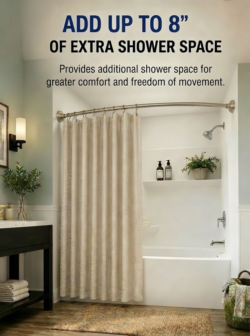 Utopia Alley Signature Aluminum Series Curved Shower Curtain Rod - Rustproof Aluminum Wall Mount Rod, Adjustable 45 to 72 Inch, Adds Up to 8 Inches of Extra Shower Space image number 2