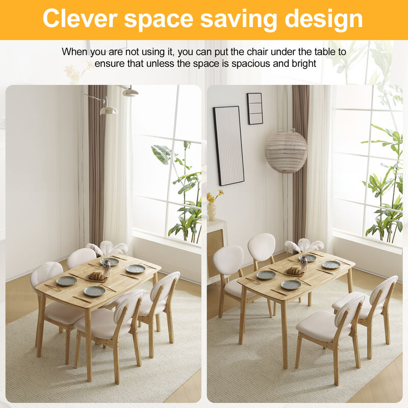 Rectangular Rubber Wood Dining Table Set with 4 Cushioned Chairs for Kitchen image number 2