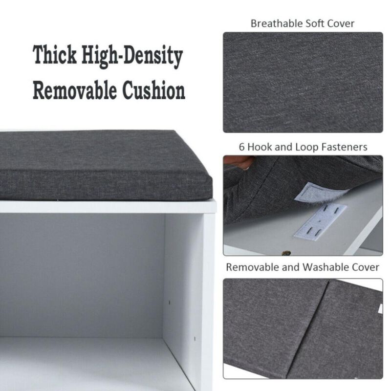 Hivvago 10-Cube Organizer Shoe Storage Bench with Cushion for Entryway