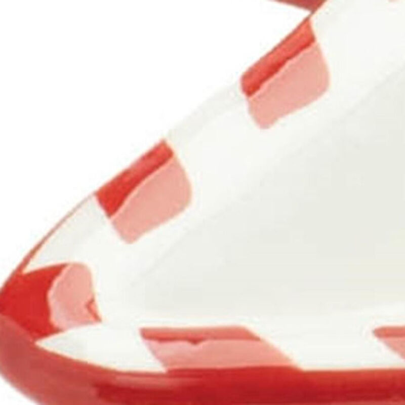 HomeRoots Set of Two Red And White Ceramic Tree Shaped Christmas Serving Trays image number 3