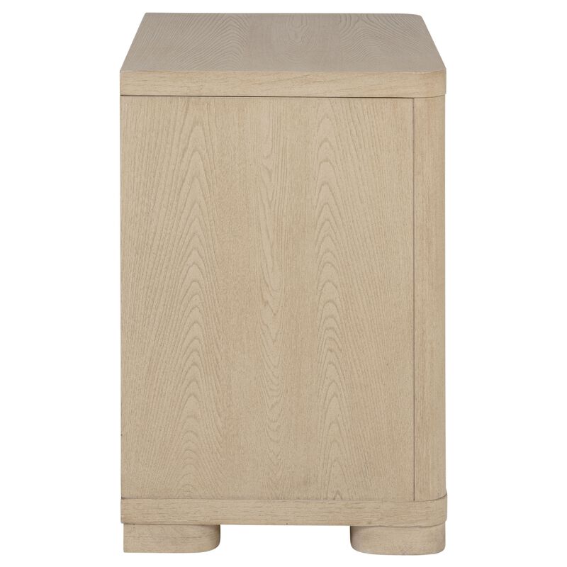 Saina Nightstand with 2 Drawers, Block Feet, Light Elm Wood 27 Inch image number 6