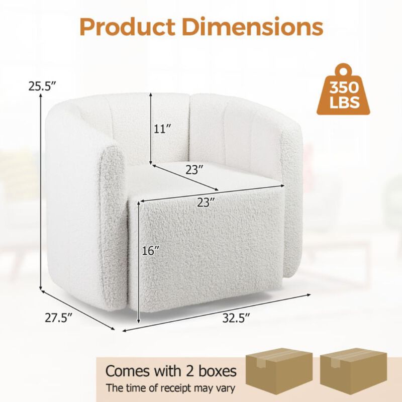 Hivvago Modern Upholstered Sherpa Accent Chair with Curved Backrest and Armrests